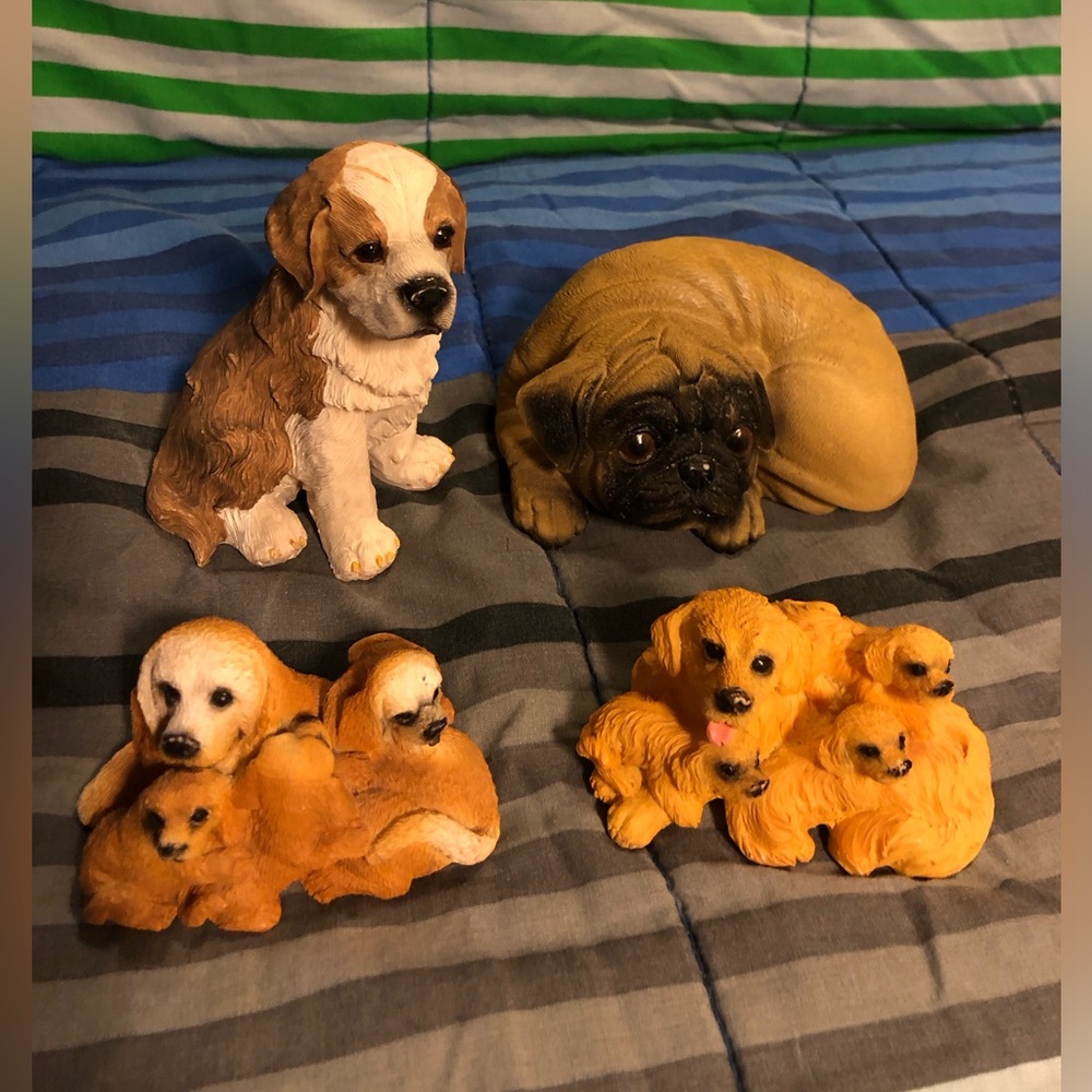 Cute Puppy Figurines - Different Breeds - Set of 4